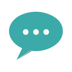 Fototapeta premium Turquoise speech bubble with ellipsis indicating waiting or loading on black background