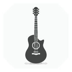 Acoustic Guitar Illustration Musical Instrument Design Studio Dark Gray