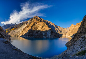 Captivating autumn scene of Attabad Lake ,Hunza,Gilgit-Baltistan, Pakistan.
