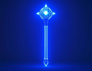 Glowing mystical staff in vibrant blue