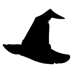 Icono con silueta de sombrero de bruja para su uso en felicitaciones y tarjetas de Halloween © teracreonte