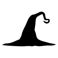 Icono con silueta de sombrero de bruja para su uso en felicitaciones y tarjetas de Halloween © teracreonte