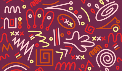 Fototapeta premium Colorful cute doodle pattern background vector design