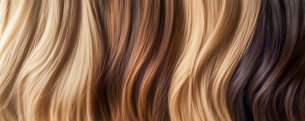 Fototapeta premium Beautiful flowing strands of various shades of hair on display, showcasing versatility and texture