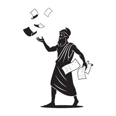 Satirical Momus digital black image, an elegant graphic for your creative projects – Momus silhouette – Momus Vector – Silhouette of Momus – Greek god silhouette

