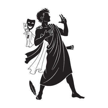 Observant Momus digital black form, making a strong visual impact in any design &ndash; Momus silhouette &ndash; Momus Vector &ndash; Silhouette of Momus &ndash; Greek god silhouette

