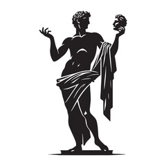 Critical Momus digital black silhouette, embodying his unique and discerning features – Momus silhouette – Momus Vector – Silhouette of Momus – Greek god silhouette

