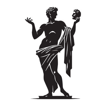 Critical Momus digital black silhouette, embodying his unique and discerning features &ndash; Momus silhouette &ndash; Momus Vector &ndash; Silhouette of Momus &ndash; Greek god silhouette

