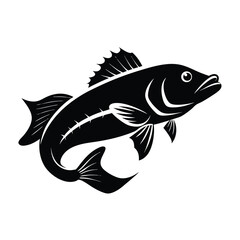 Stylized lingcod fish silhouette icon on white background