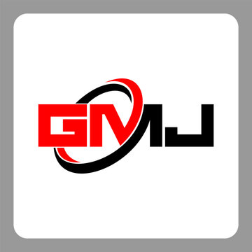 GMJ logo. GMJ letter. GMJ letter logo design. Initials GMJ logo linked with circle and uppercase monogram logo. Modern Red and Black Initials Logo for Corporate, GMJ typography for technology,