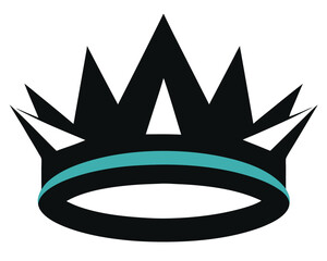 A stylized crown with a teal band isolated on white background Ai Generated