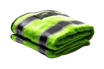 Folded reflective safety vest bright yellow protection equipment visibility work wear apparel gear