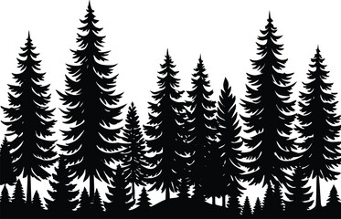 Obraz premium seamless fir tree forest border silhouette