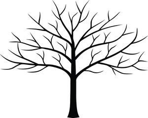 A bare tree silhouette isolated on white background Ai Generated