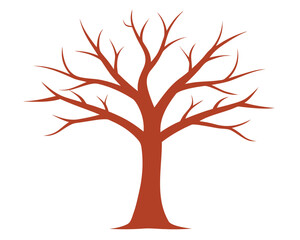 A bare tree with brown branches is isolated on white background Ai Generated