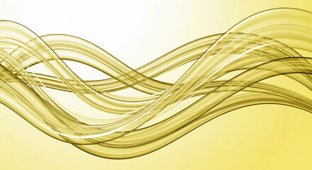Abstract yellow transparent flowing wave and curves