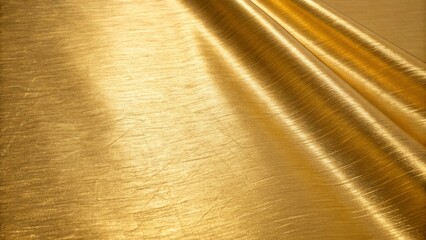 A smooth and shiny gold fabric drapes elegantly creating a luxurious and shimmering background with...