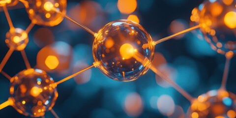 Futuristic molecule model with glowing connections