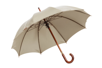 Ivory elegance a weather resistant parasol with wooden handle for timeless protection classic style