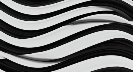 Obraz premium Dynamic abstract black and white wavy lines create a modern, flowing pattern perfect for backgrounds, graphic design elements, or contemporary visual art projects