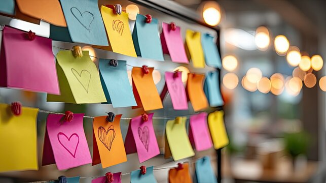 Creative brainstorming with sticky notes, team idea generation, business innovation session, strategy meeting art