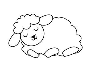 Cute outline cartoon sheep. Vector illustration