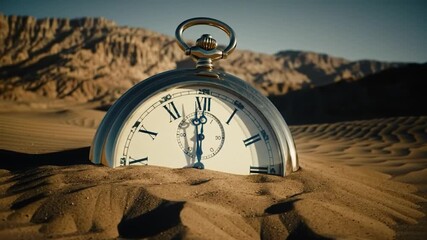 Buried pocket watch in rippled sand - Powered by Adobe