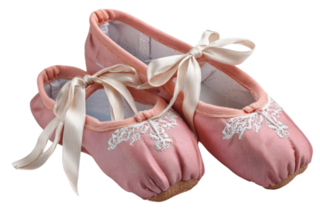 Delicate Pink Ballet Slippers Ribbon Tied Pointe Shoes Dancer s Grace Silk Footwear Elegant Dance