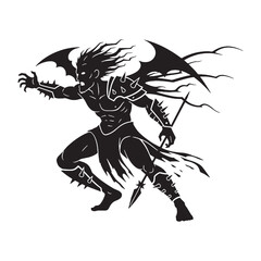 Anxiety-provoking Phobos digital black image, an elegant graphic for your creative projects – Phobos silhouette – Phobos Vector – Silhouette of Phobos – Greek god silhouette

