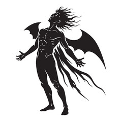 Panic-striking Phobos digital black silhouette, embodying his unique and disquieting features – Phobos silhouette – Phobos Vector – Silhouette of Phobos – Greek god silhouette

