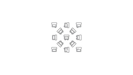 Dynamic pattern of modern office desks creates a professional and organized workspace vibe, ideal for showcasing efficient office layouts and collaborative team environments