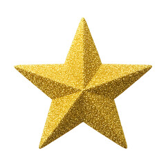 Obraz premium Sparkling golden five-pointed star glistening with tiny light particles, perfect for award ceremonies, holidays, or celebratory themes.