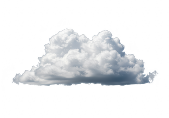 A fluffy white cumulus cloud is isolated against a transparent background