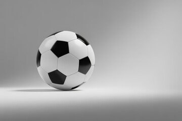 Obraz premium Black and white soccer ball on gray background football