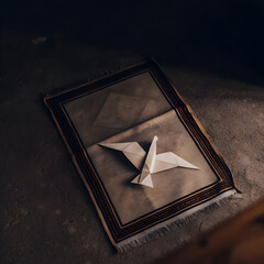 prayer mat folded like an origami bird peace th