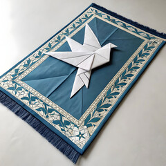 prayer mat folded like an origami bird peace th