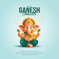 Naklejka na ściany i meble Lord Ganpati on Ganesh Chaturthi background. new orginal abstract vector illustration design background