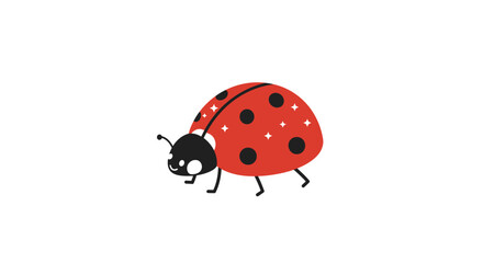 Fototapeta premium A cartoon ladybug with red shell and black spots on a white background