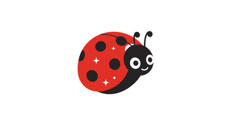 Obraz premium A cartoon ladybug with red shell and black spots on white
