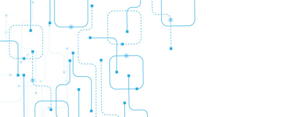 Abstract digital technology futuristic internet network speed connection white and blue background. Technology background with crossed lines and dots.