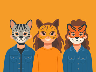 adorable animal costumes kids illustration clipart children