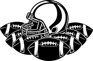 Football Helmet and Ball Vector