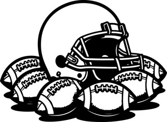 Football Helmet and Ball Vector