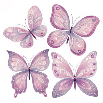 set of 4 vector butterflies