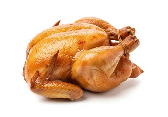 Whole Roasted Chicken Isolated on White Background