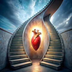 staircase inside a human heart journey through