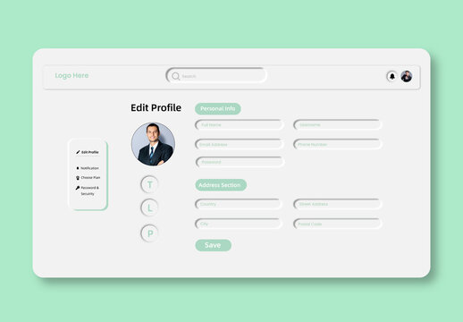 Profile Edit, Testimonials Page Design Website UI Design Templates