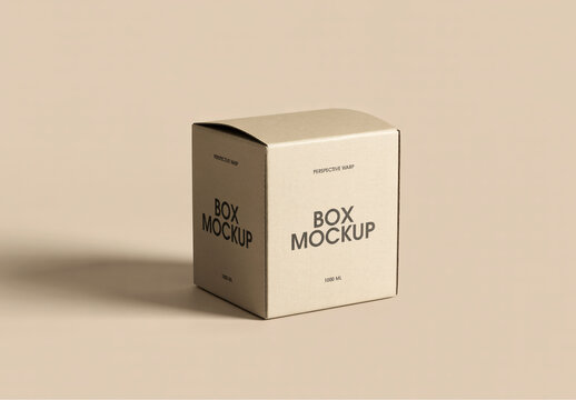 Square Cardboard Box Mockup