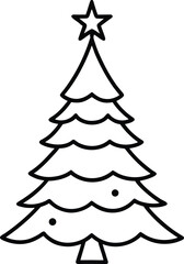 Simple christmas tree line art vector illustration