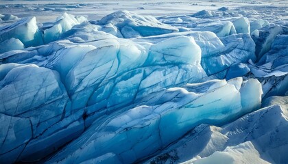 Majestic Glacier Ice Formations, Vibrant Blue and White Iceberg Landscape, Frozen Arctic or Antarctic Scenery, Climate Change and Nature Beauty